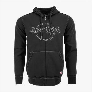 Adult Fit Logo Embroidery Zip Hoodie in Black