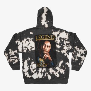 Bob Marley Adult Fit Hoodie with Bleach Effect Design