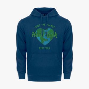 Adult Fit Save The Planet Pullover Hoodie in Navy